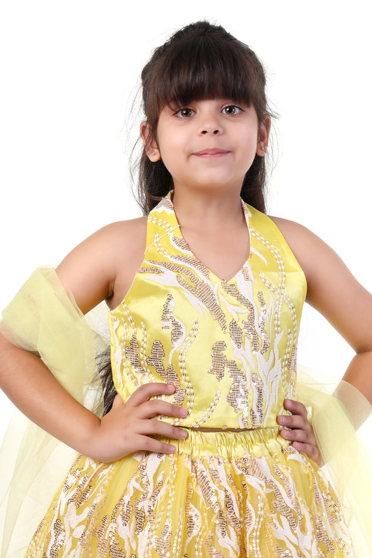 Golden Gleam Yellow Girls Festive Lehenga Choli