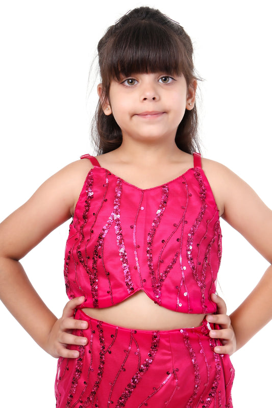 Pink Prism Magenta Girls Ethnic Lehenga Choli