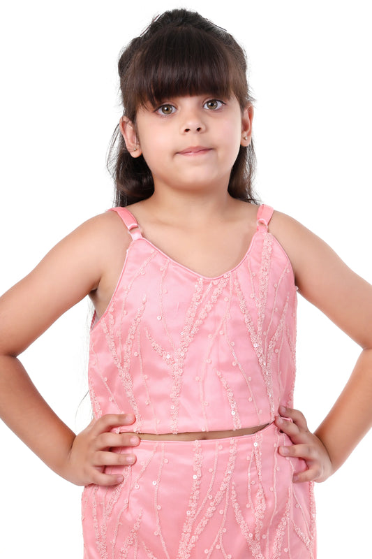 Peach Glimmer Girls Traditional Lehenga Choli