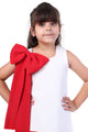 Snowberry Pop White & Red Bow Party Dress for Girls