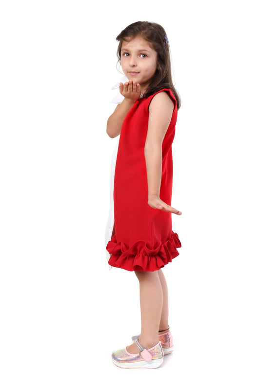 Cherry Chic Red & White Bow Party Dress for Girls
