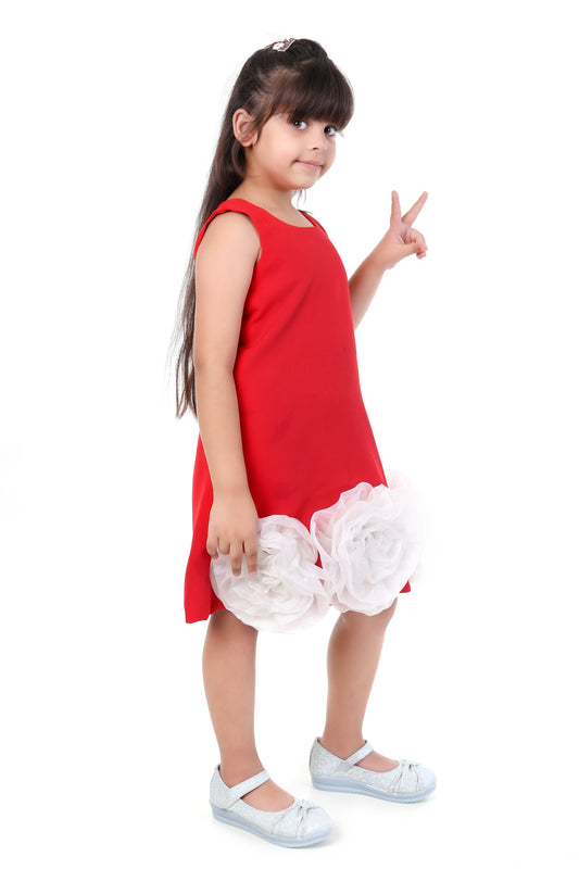 Scarlet Bloom Red Floral Party Dress for Girls