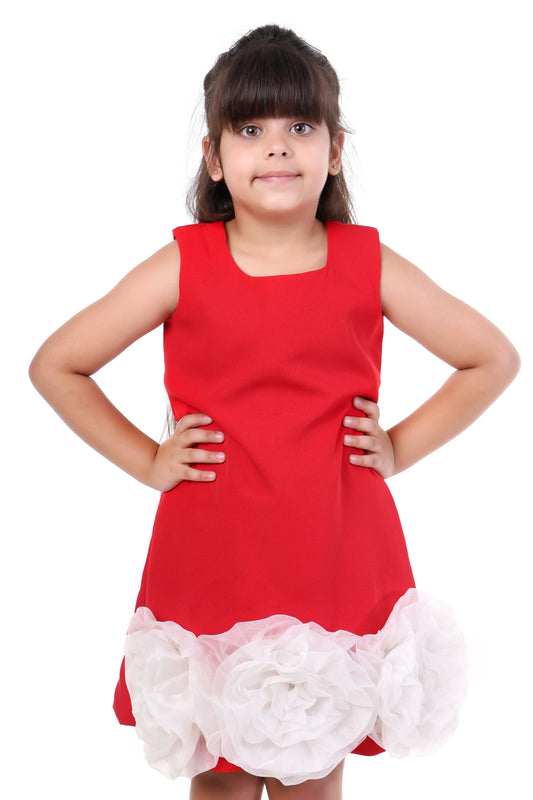 Scarlet Bloom Red Floral Party Dress for Girls