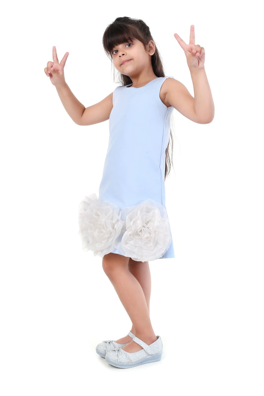 Bluebell Charm Sky Blue Floral Party Dress for Girls