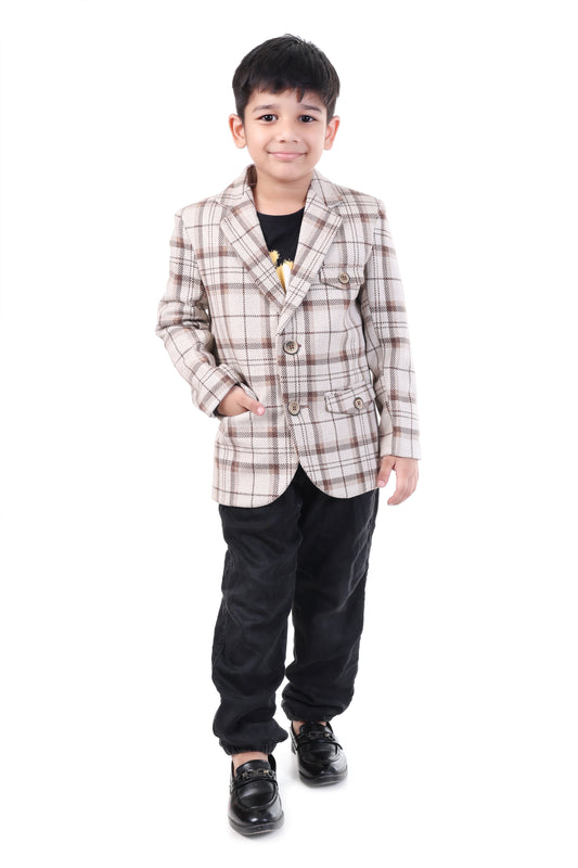 Brown Check Party Blazer