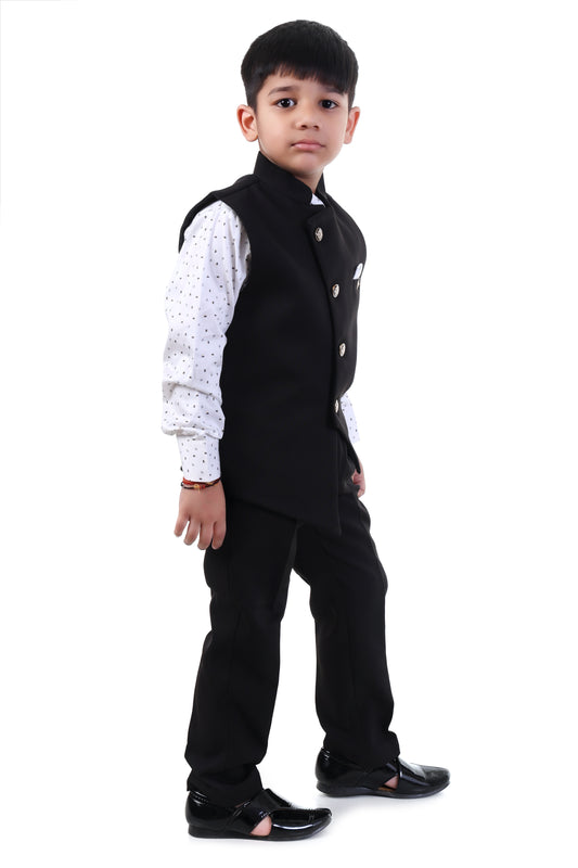 Jet Black Asymmetry Jacket Suit