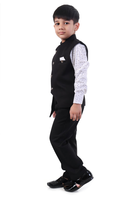 Jet Black Asymmetry Jacket Suit