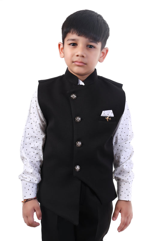 Jet Black Asymmetry Jacket Suit