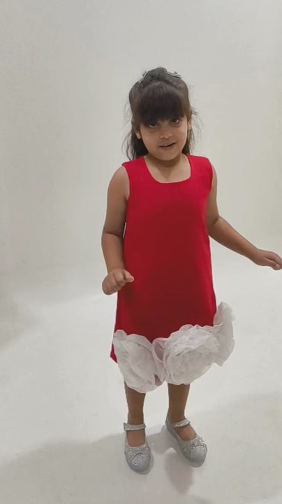 Scarlet Bloom Red Floral Party Dress for Girls