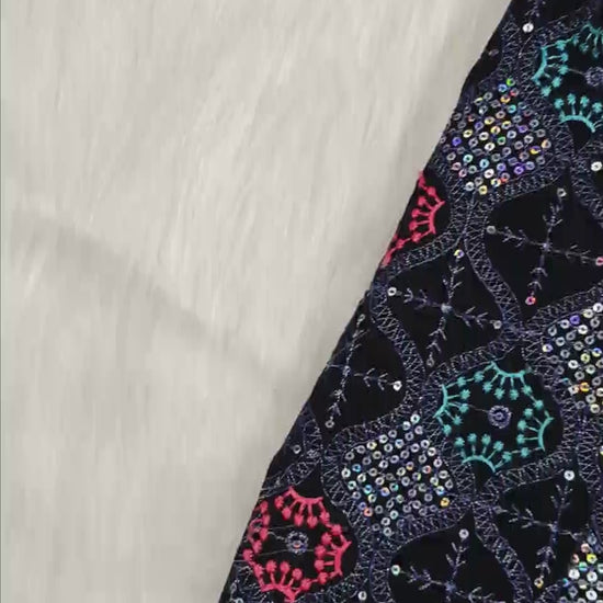 Navy blue velvet Indo-Western outfit for boys from HuggleBoo — premium handcrafted kidswear featuring rich fabric, intricate woven detailing, and royal statement buttons. Perfect for weddings, sangeet, and festive occasions, combining comfort with regal charm.
