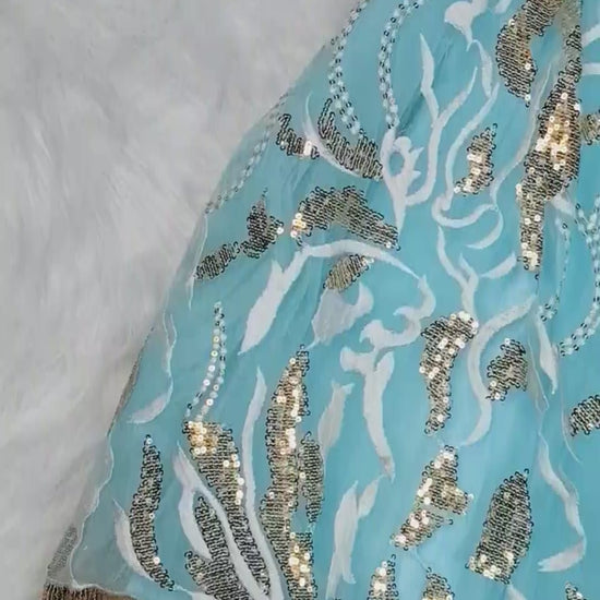 Little girl dressed in a royal blue kids’ lehenga from HuggleBoo — soft, twirl-friendly, and designed with non-itchy fabric and gentle waistbands. Perfect festive outfit for weddings, parties, and celebrations with effortless comfort.