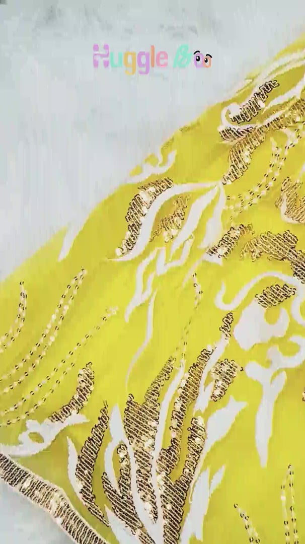 Charming yellow kids’ lehenga from HuggleBoo — bright, breathable, and twirl-ready. Made with ultra-soft lining and easy-fit waistbands for all-day comfort. Ideal festive wear for birthdays, weddings, and joyful celebrations.